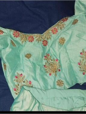 Banana Republic Mint Green Mini Dress with Gold and Pink Embroidery